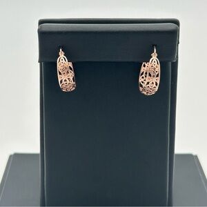Sterling Silver Rose Gold Patterned Hoops